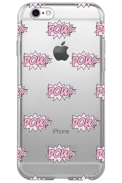 WANNA PROTECT حافظة هاتف من السيليكون الشفاف بتصميم Pow لهاتف Iphone 6 Plus
