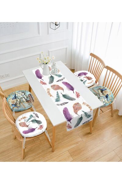 Realhomes Set de 4 perne rotunde pufoase pentru scaune cu motiv special conce...