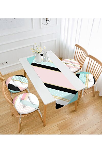 Realhomes Desene geometrice colorate Set special conceput de 4 perne rotunde ...