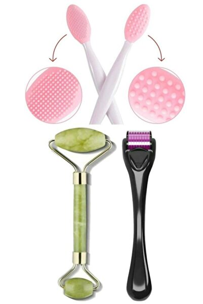 MUJGAN 3'lü Set Dermaroller 0.5 Mm +yeşim Taşı Masaj Aleti+ T Bölge Temizleyi...