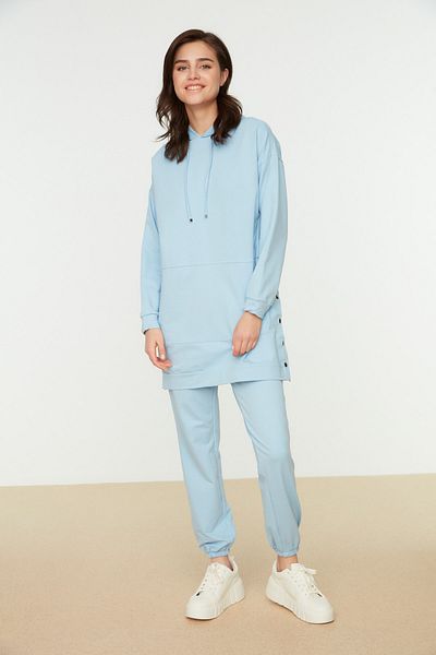Trendyol Modest Sweatsuit-Set - Blau - Regular Fit