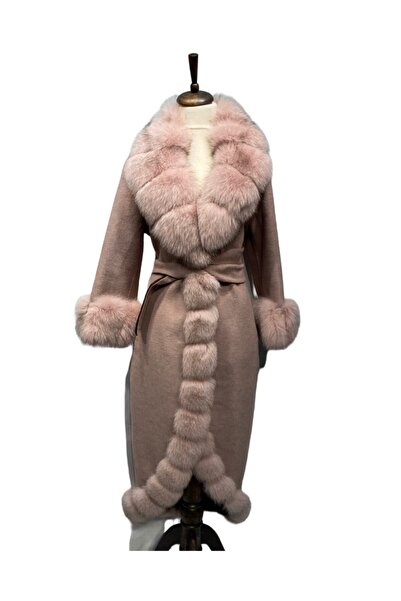 Milano Calvino Sultan Kürklü Alpaka Palto ( Pembe )