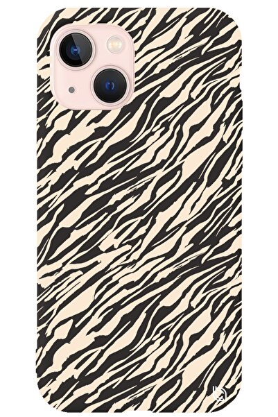 WANNA PROTECT Iphone 13 Siyah Renkli Çizgiler Içi Kadife Desenli Silikon Tele...