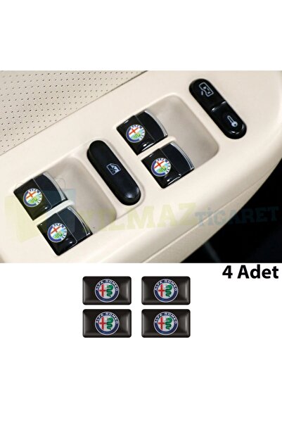 yılmazetic Alfa Romeo Logo Torpido Vites Direksiyon Jant Damla Sticker 4 Adet Etiket Yapıştırma