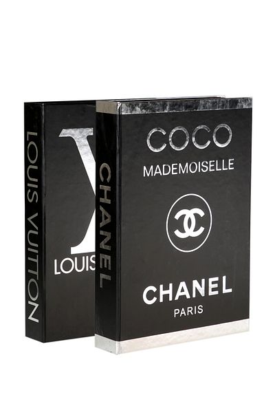 irayhomedecor 2 Pack Coco & Lv Black Silver Decorative Book Box