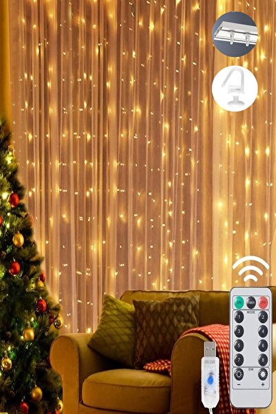 Trendpoint Peri Telli Perde Led Işık Kumandalı 300 Ledli 3 X 3 Metre Usb'li 8...