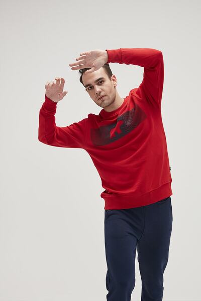 Bad Bear Men's Red Crewneck Sweatshirt - 19.02.12.007-C54
