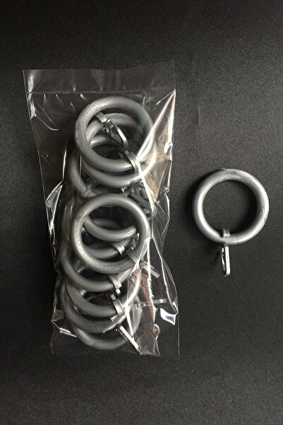 Konur Store Ρουστίκ Δαχτυλίδι και Κλιπ Κουρτίνας Ασημί Χρώμα - 10 Τεμάχια