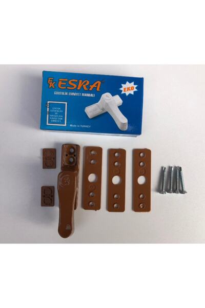 İstanbul E-Hırdavat PVC Door Window Safety Lock Safety Child Lock Dark Brown 6 Pieces