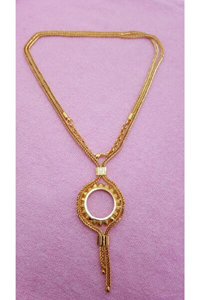 DEFİNE GÜMÜŞ HEDİYELİK Altın Kaplama Çeyrek Çerçeveli Kolye