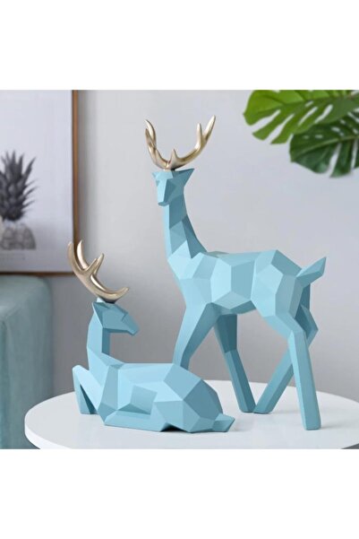 CajuArt Modern Kübik Ikili Geyik Biblo Ev Ofis Mobilya Dekor Süs