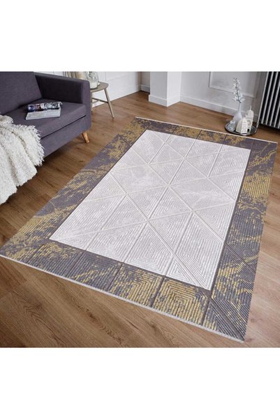 Pierre Cardin Art Deco Dt05b Gri Sarı Halı 160x230