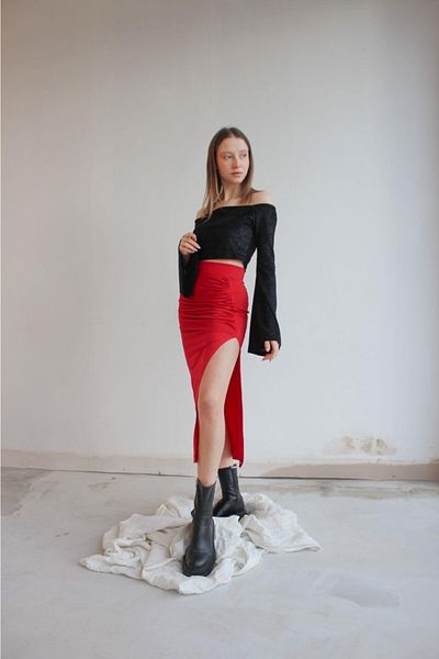 Look Kadıköy Slit Gathered Skirt