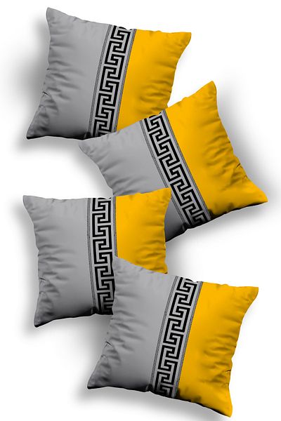 Skhome Husă de pernă decorativă din 4 piese, imprimată pe două fețe