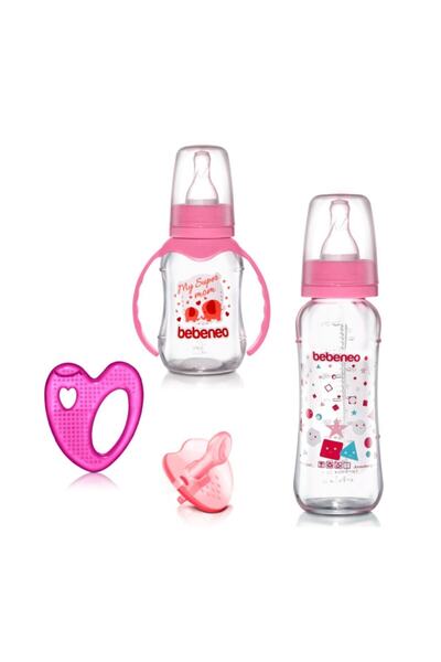 BEBENEO Cam Biberon Sulu Dişlik Emzik Seti