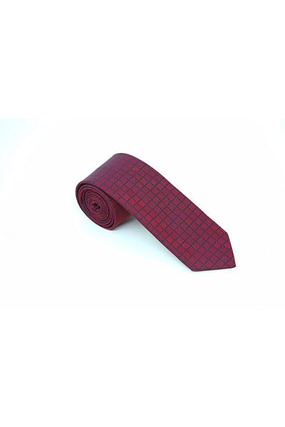 Brianze Claret Red Navy Blue Square Pattern Tie Handkerchief Set