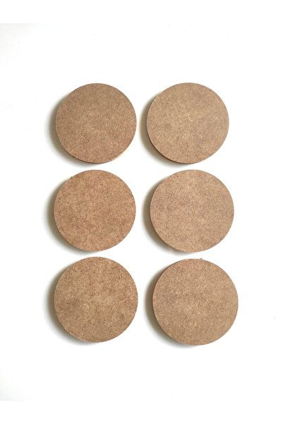 DEKOLOBİ 6'lı Bardak Altlığı, Boyanabilir Ham Mdf 6 Mm Kalınlık