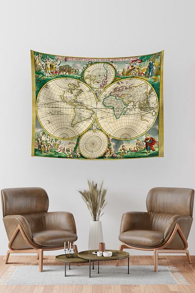 Vagonik Antique World 1670 Disc World Map Wall Cover Rug 70x90 Cm