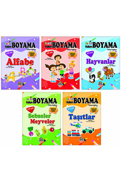 Yağmur Çocuk Color Pencil Coloring Series 5 Books Preschool Coloring Book 5 B...