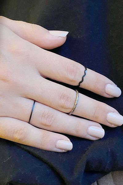 axexuar 3-Piece Black Knuckle Ring Plain Curved Patterned Women's Ring