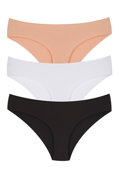 Momslab Chiloți colorați cu talie joasă, fără sudură, tăiați cu laser, pachet de 3