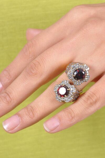 Doğan Silver Kadın Yakut Taşlı Otantik Gümüş Yüzük Dgn20984