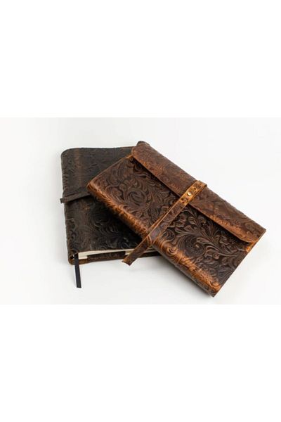 Fulleather حافظة كتب مصنوعة يدويًا من الجلد الطبيعي باللون الجملي