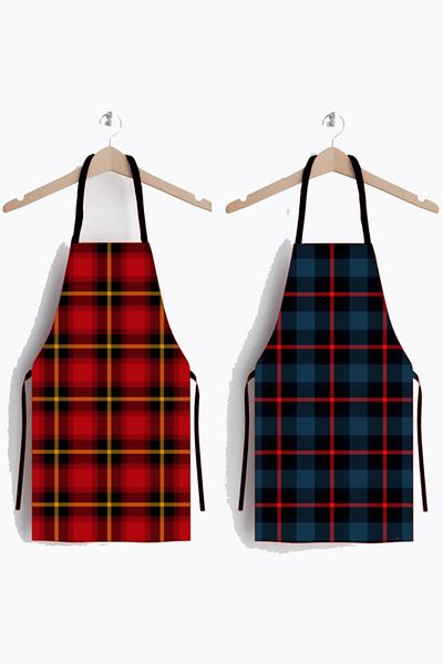 AYSHOME Ays Home Plaid Chef Set of 2 Kitchen Aprons