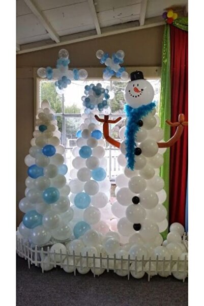 Kalisan 50 Adet Balon Kardan Adam Yeni Yıl 2022 Kış