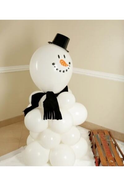 Kalisan 21 Adet Beyaz Balon Kardan Adam Yeniyıl Kış Kar 2023