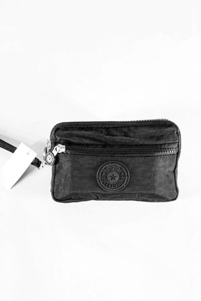 FCSTORE Portofel negru unisex, impermeabil, cu 3 compartimente, cu fermoar frontal
