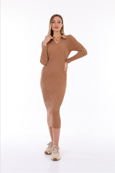 MODA MAÇKA PARK Moda Maçka Park Camel Bej Rengi Fitilli Likralı Polo Yaka Tri...
