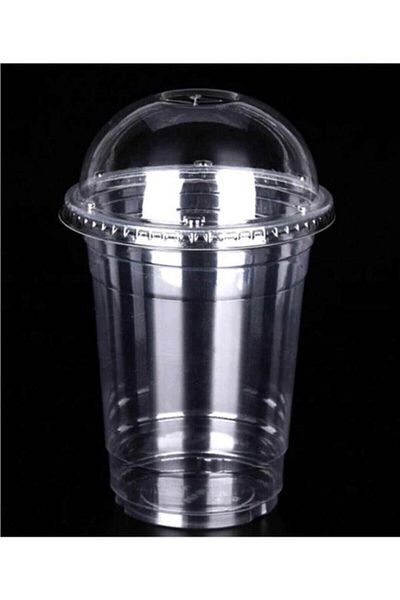 Dolphin 50 Pieces 400 Cc Plastic Milkshake Cup and Lid Set