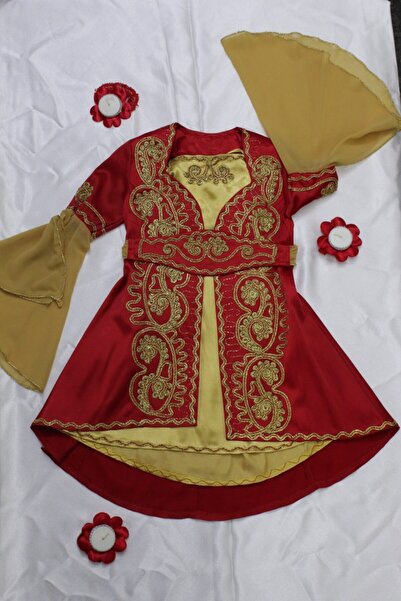 raha bindallı Kırmızı Çocuk Kaftan Bindallı Kına Elbisesi