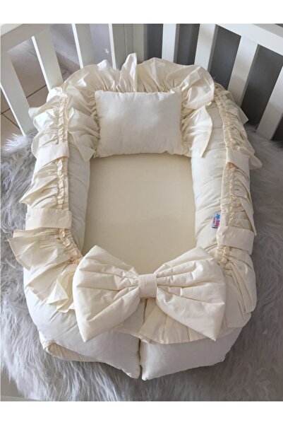 Jaju Baby Krem Fırfırlı Babynest Lüx Tasarım Taşınabilir Anne Yanı