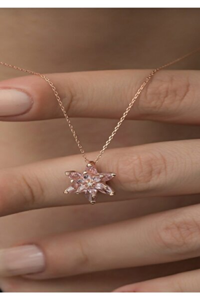 Zanaatsilver 925 Ayar Gümüş Zincirli Pembe Zirkon Taşli Nilüfer Çiçeği Kadin ...