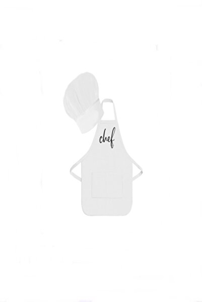 RAY TİCARET Λευκή ποδιά Στολή σεφ Κουζίνα Ποδιά Καπέλο σεφ