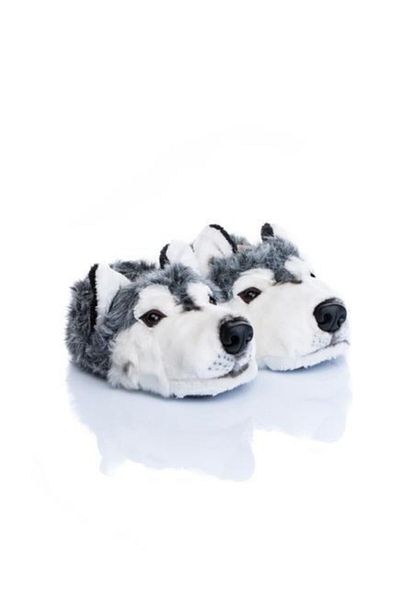 Twigy Papuci unisex cu animale gri lup siberian Yy0271