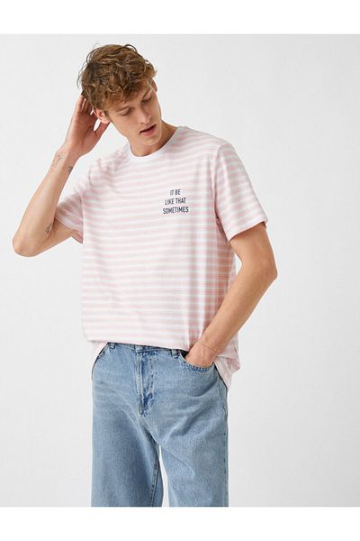 Koton Standard Fit Printed Striped T-Shirt