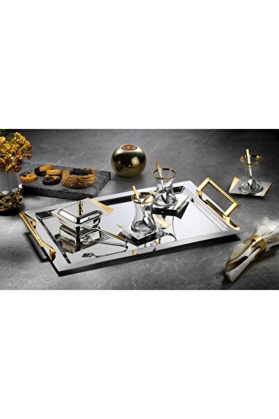 Tiamo Avons Gold Paslanmaz Çelik Çay Seti Bardaklı