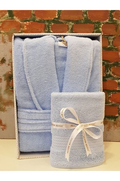 Özdilek Halat de baie Shalyaka la modă + prosop de cap - Albastru deschis