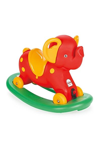PİLSAN Sallanan Tekerlekli Fil Kırmızı renk 2 in1 Sallanan Fil OYUNCAK