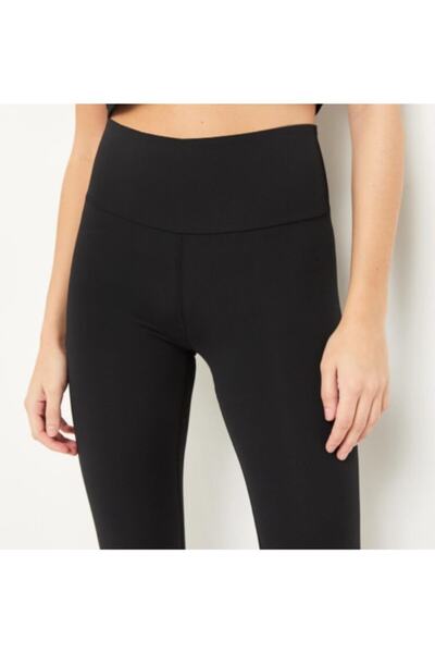 İnci Kadın Mat Siyah Yüksek Bel Toparlayıcı,örme Spor Tayt