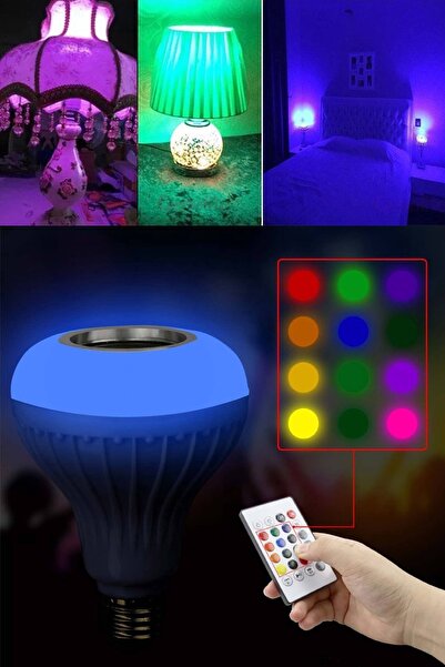 MUJGAN Kumandalı Ampul Şekilli Bluetooth Hoparlör Led Işık
