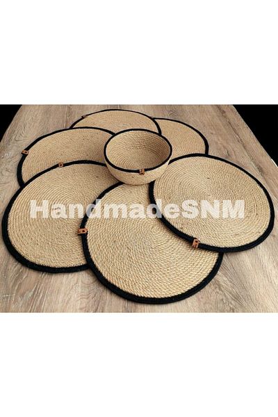 HandmadeSNM سلة مجموعة أطباق الخوص المصنوعة يدويًا هي هدية.