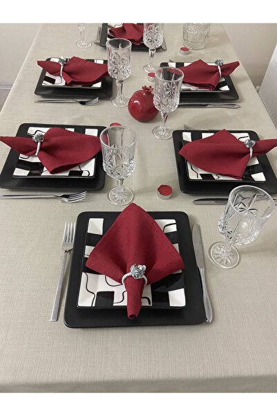 Zeren Home Скатертина з бегонії з ефектом льону, капучино, набір з 25 предметів