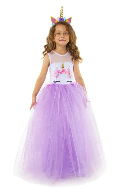 Moda Sitesi Ünicorn Kostüm Ünicorn Kız Çocuk Elbisesi Kabarık