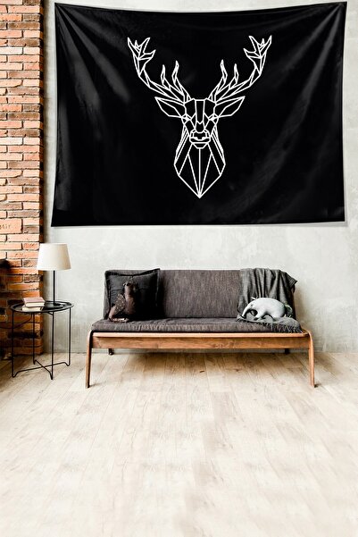 on the clouds Deer Patterned Stain Resistant Velvet Textured Fabric Wall Clot...