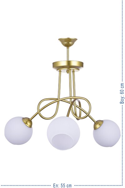 VK HOME AYDINLATMA Silendir 3 Lü Lüx Camlı Avize (gold)