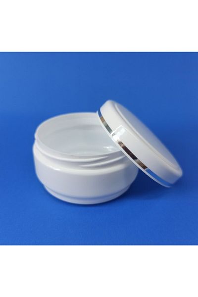 demethome Cutie de lux cu dungi albe 50 ml goală pentru pomadă-crem-cosmetice 100 buc